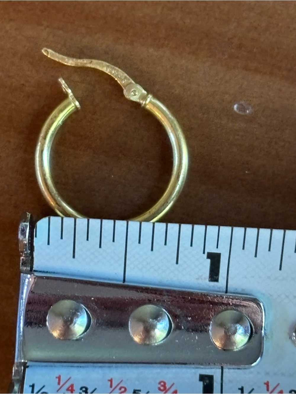 925 Sterling Silver Gold Vermeil Hoop Earrings 0.75" Classic Polished Sleeper - Picture 8 of 8